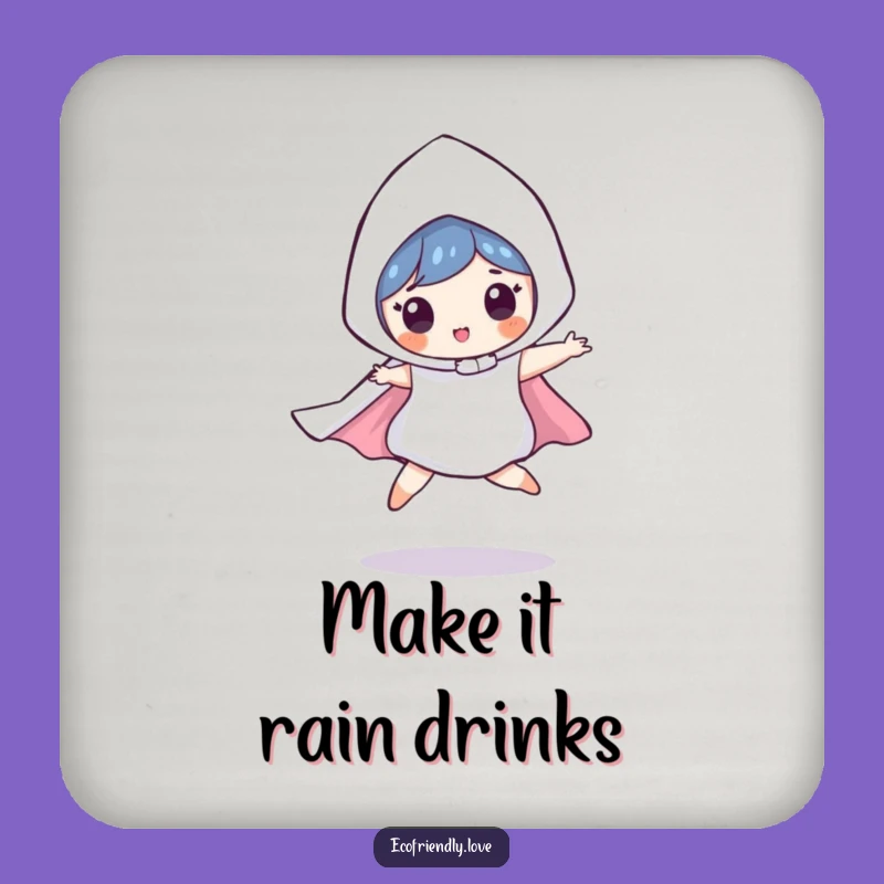 Funny Raindrop Coaster: Playful Leaping Character Drink Protector, Comical Bar Gift