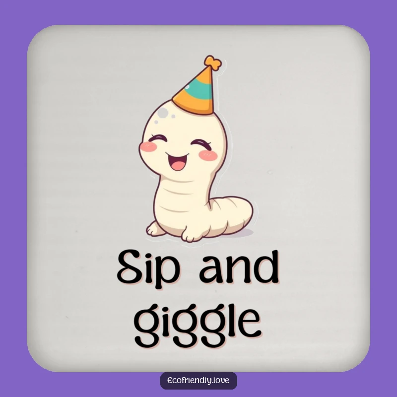Funny Kawaii Worm Party Coaster - Protect Tables Humorously!