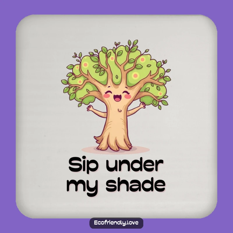 Funny Tree Coaster: Joyful Dancing Character Drink Protector, Comical Home Bar Gift