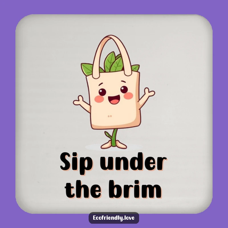 Funny Plant Tote Hat Coaster: Protect Surfaces, Eco Charm, Funny Gift