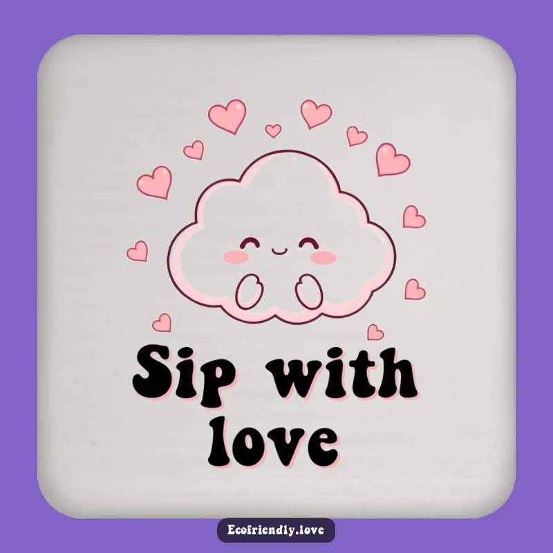 Funny Cloud Hearts Drink Coasters: Protect Surfaces with Kawaii Love