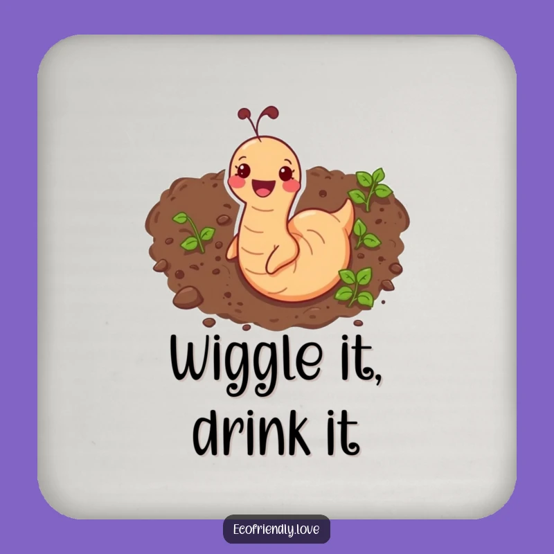 Funny Earthworm Coasters: Protect Your Table with Witty Charm, Set of Funny Gifts