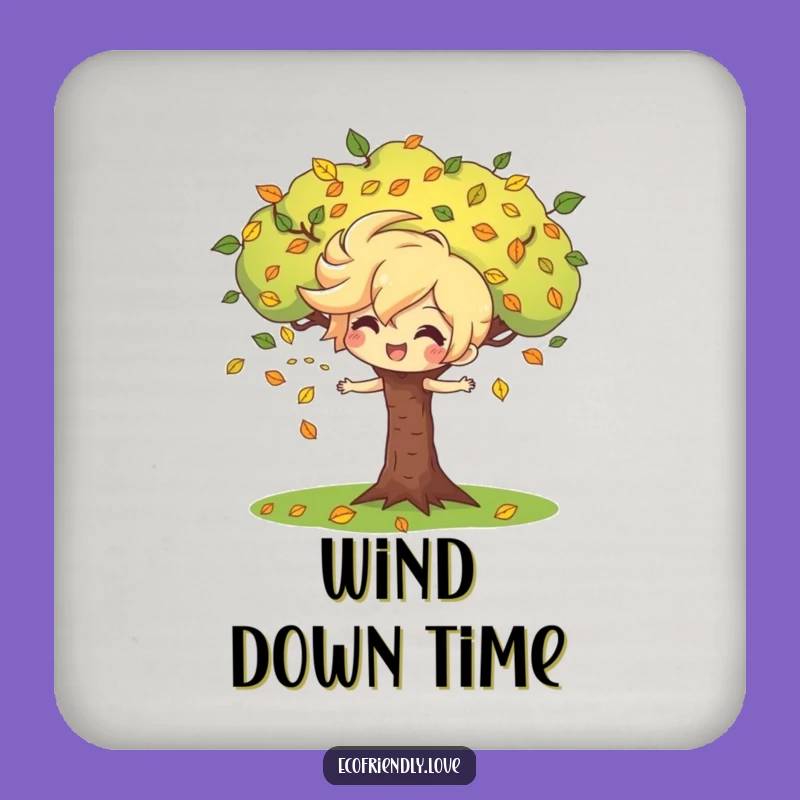 Funny Wind Character Tree Drink Coaster: Protect Surfaces with Nature's Fun