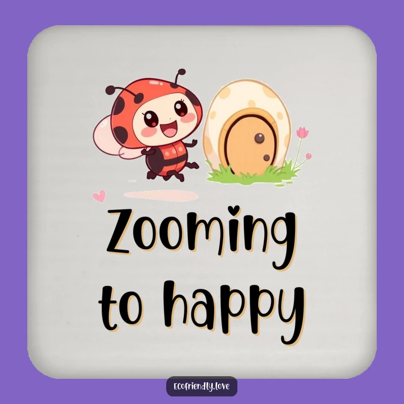 Funny Ladybug Zoom Drink Coaster: Whimsical & Hilarious Surface Protector