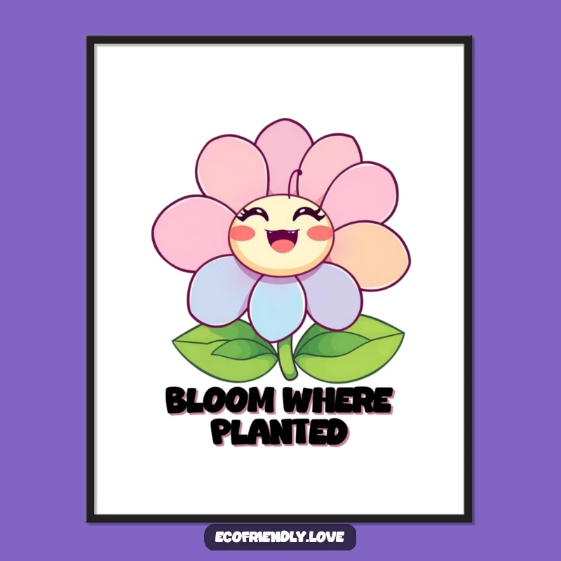 Funny Ecstatic Flower Poster: Bright Happy Petals Radiating Joyful Vibes