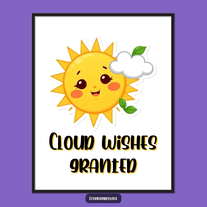 Funny Sun & Cloud Poster: Whimsical Sky Art, Cheerful Weather Decor, Perfect Funny Gift