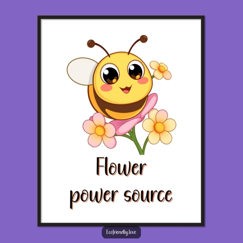 Funny Bee Flower Poster: Whimsical Art for Nature Lovers