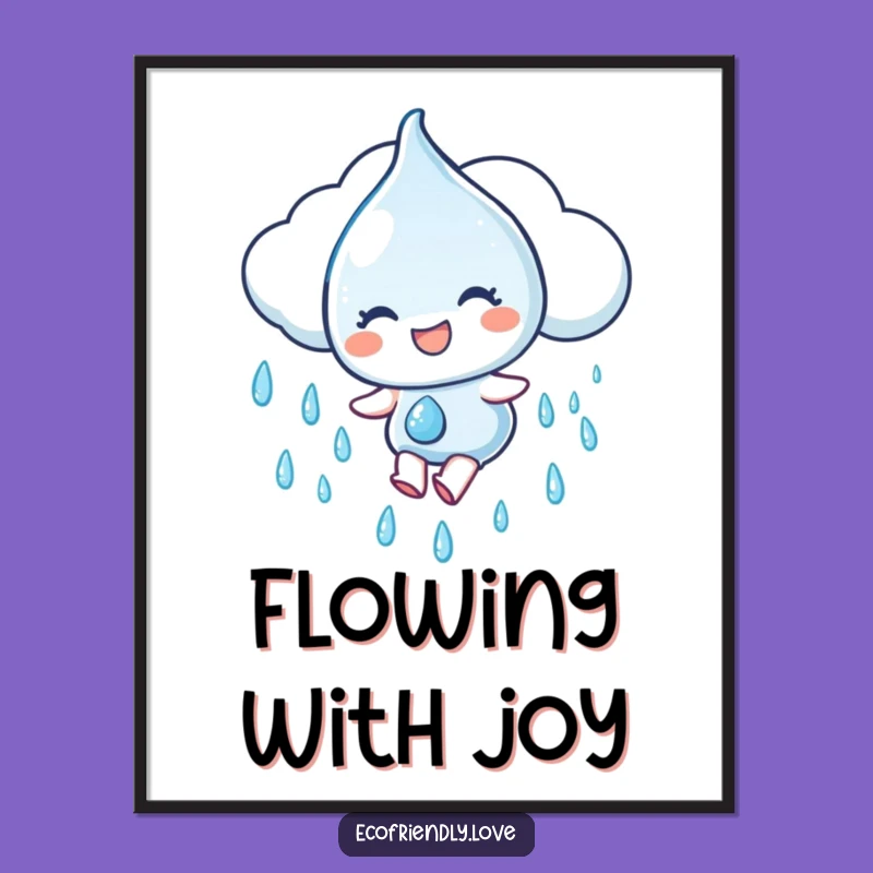 Funny Water Droplet Poster: Gleeful Cloud Slide Art, Fantastic Funny Gift Decor!