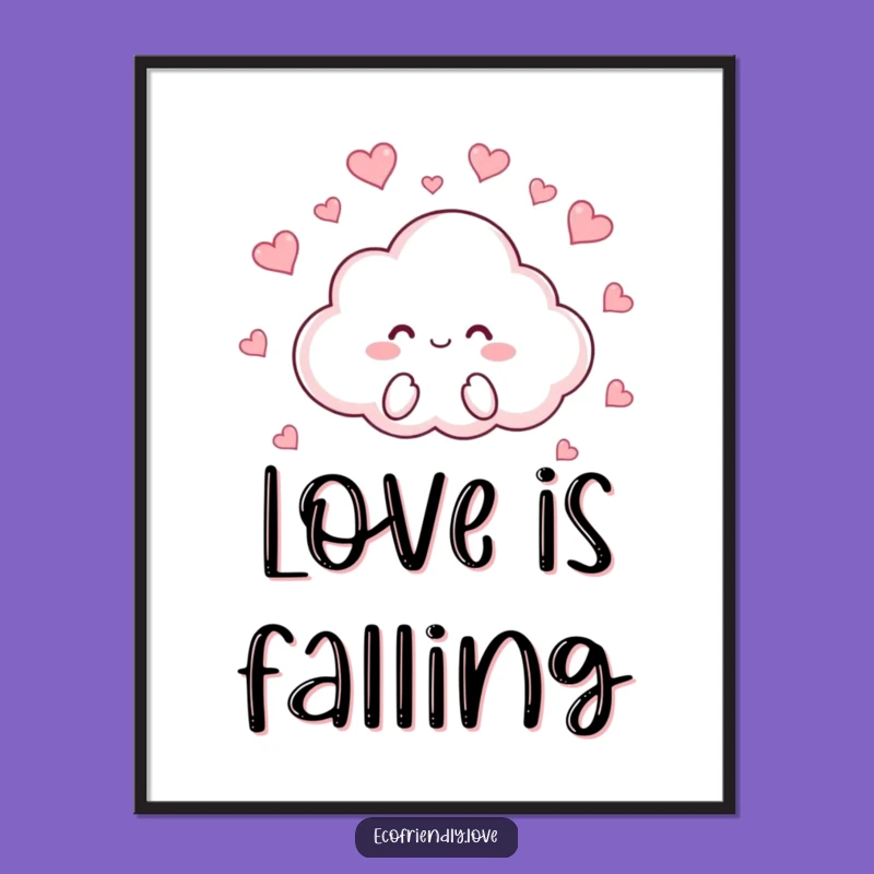 Funny Cloud Hearts Poster: Adorable Wall Art for a Cheerful Atmosphere