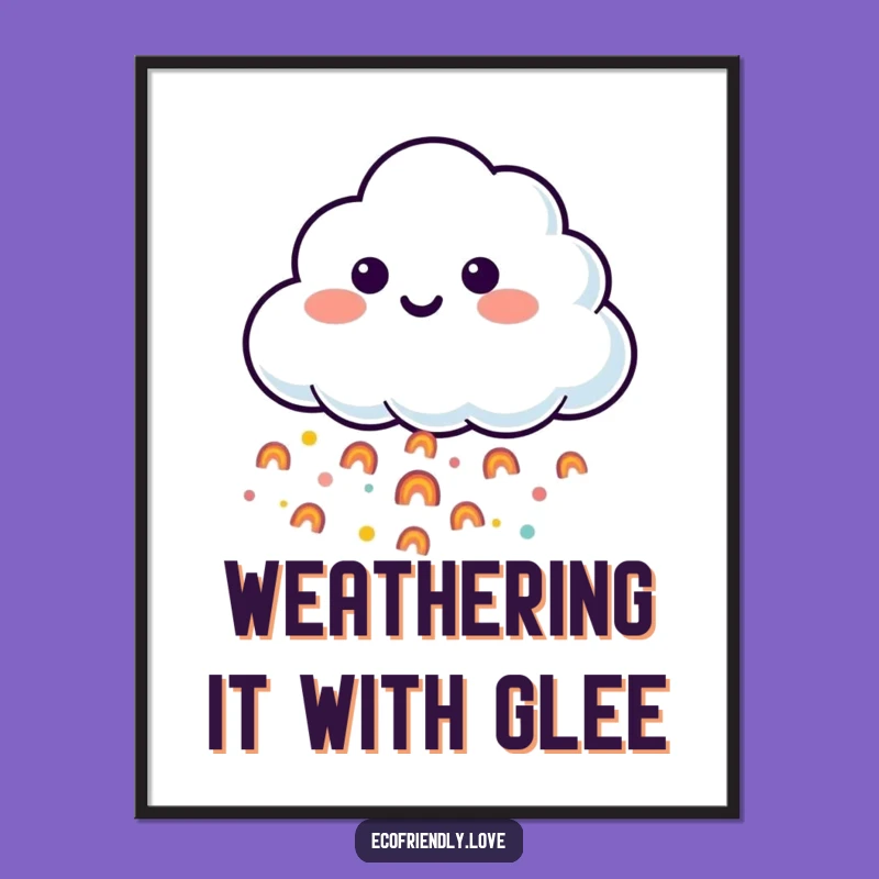 Funny Cloud Rainbow Poster - Cheerful Wall Art Gift Idea