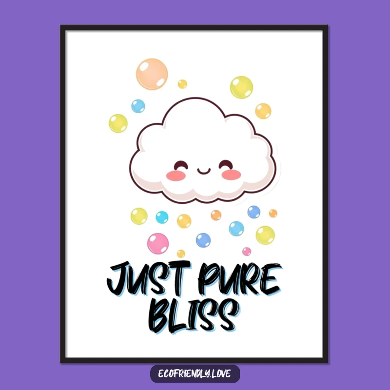 Funny Cloud's Bubble Art Poster: Bring Cheerful Humor to Your Walls Gift