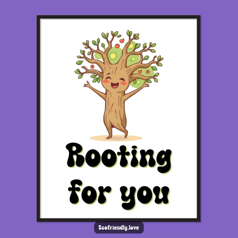 Funny Happy Tree Poster: Artistic Dancing Nature Wall Art, Joyful Decor Gift