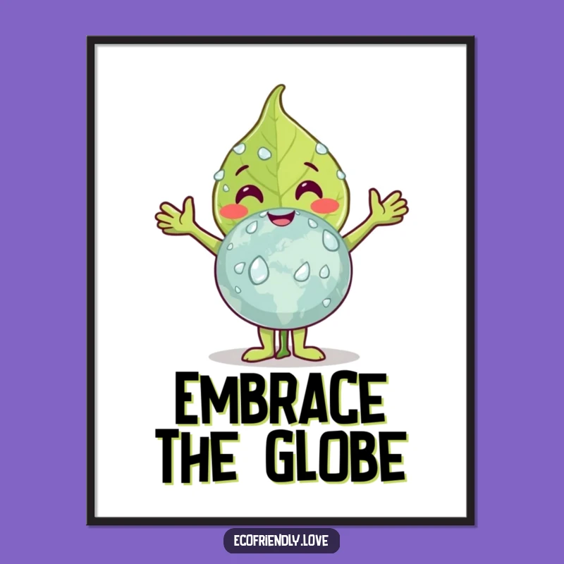 Funny Leaf Hugging Earth Poster: Bring Nature's Art Home