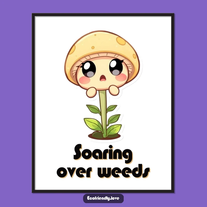 Funny Mushroom Leaping Sprout Poster: Whimsical Art for a Surprised Smile