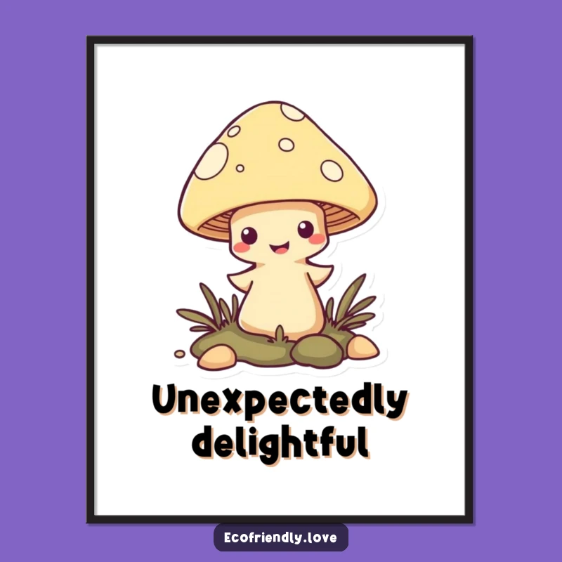 Funny Mushroom Poster: Mischievous Character Popping Up Art