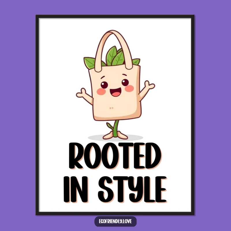 Funny Plant Tote Hat Poster: Eco Art, Character Style, Perfect Funny Decor Gift