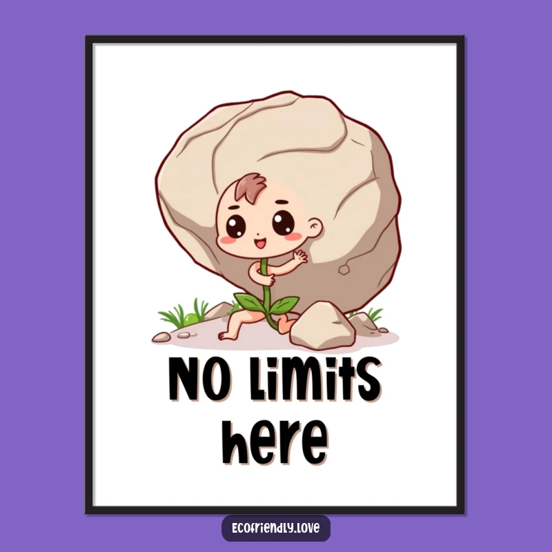 Funny Seedling Boulder Poster: Motivational Plant Art for Inspiring Spaces