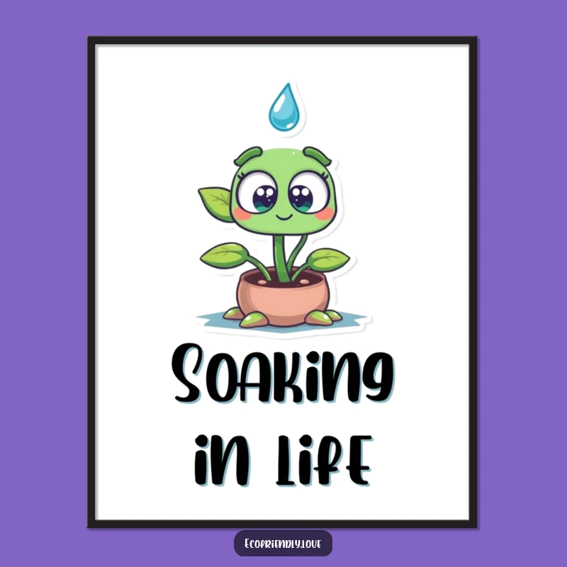 Funny Seedling Poster: Wide-Eyed Plant Character Art, Hilarious Home Decor Gift