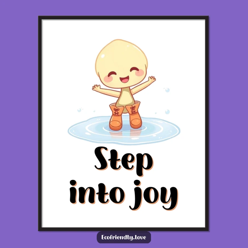 Funny Sprout Boots Poster: Dancing Puddle Wall Art Funny Gift