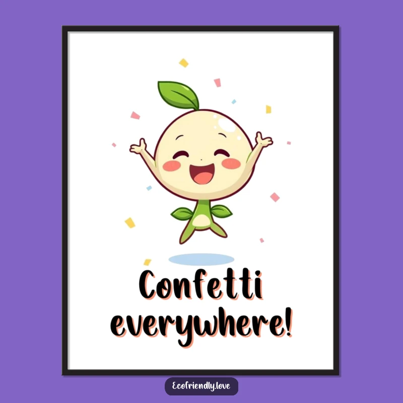 Funny Sprout Jumping Joy Poster: Vibrant Wall Art for a Cheerful Home