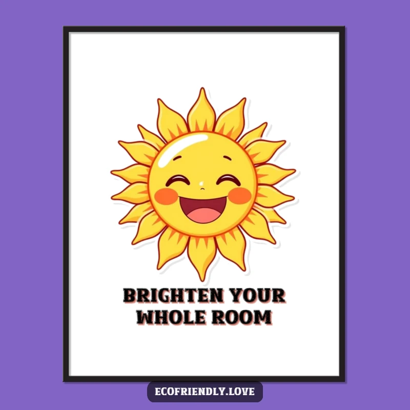 Funny Sun Character Grin Poster - Bright Wall Art & Humorous Decor