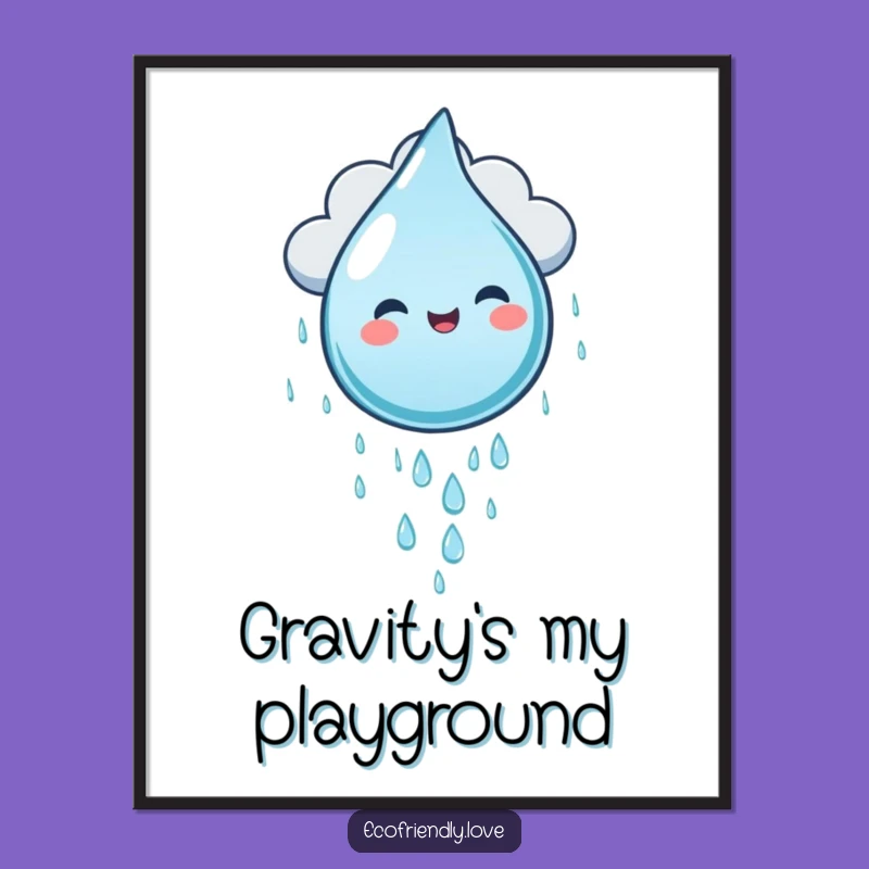 Funny Water Droplet Cloud Slide Poster - Whimsical Wall Art for Your Home