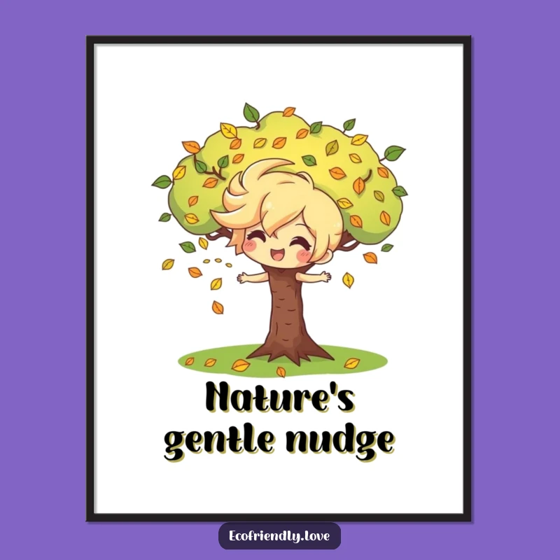 Funny Wind Character Tree Poster: Decorate with Autumn's Charm