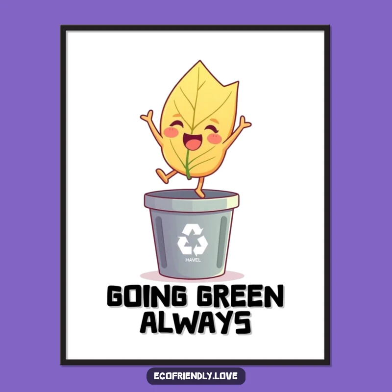 Funny Leaf's Eco Leap Poster: Green Humor for Your Walls Gift