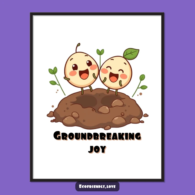 Funny Bouncing Seeds Poster: Giggling Pair Soil Wall Art Funny Gift