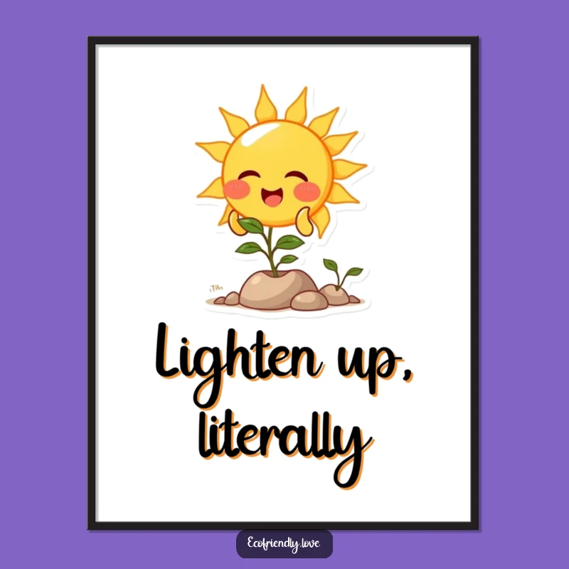 Funny Sun Plant Light Poster: Radiant Wall Art for a Brighter Space