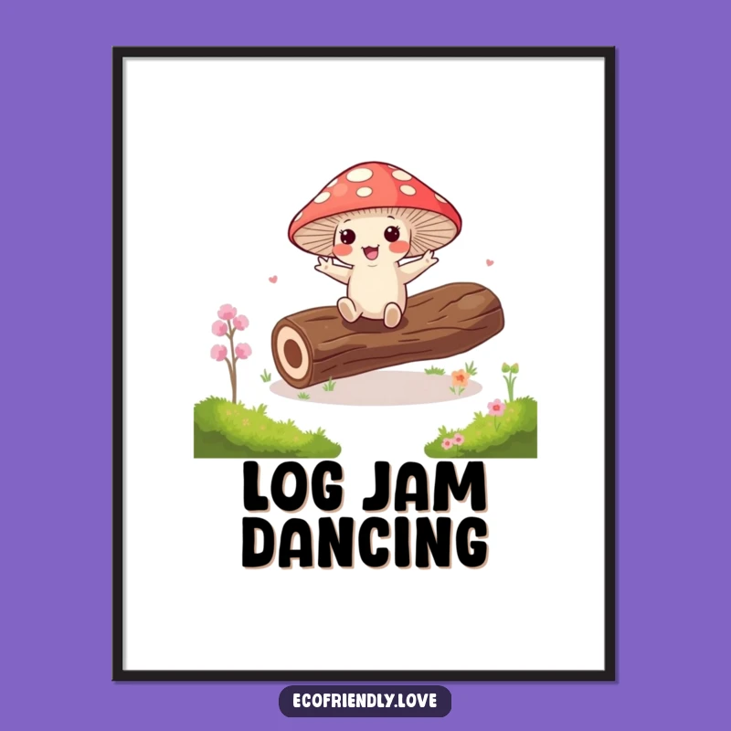 Funny Kawaii Mushroom Jig Poster - Forest Fun Art!