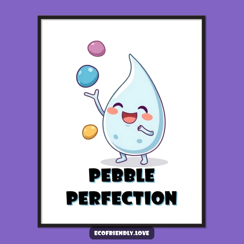 Funny Water Droplet Poster: Whimsical Joyful Juggling Character Art for Walls & Gifts