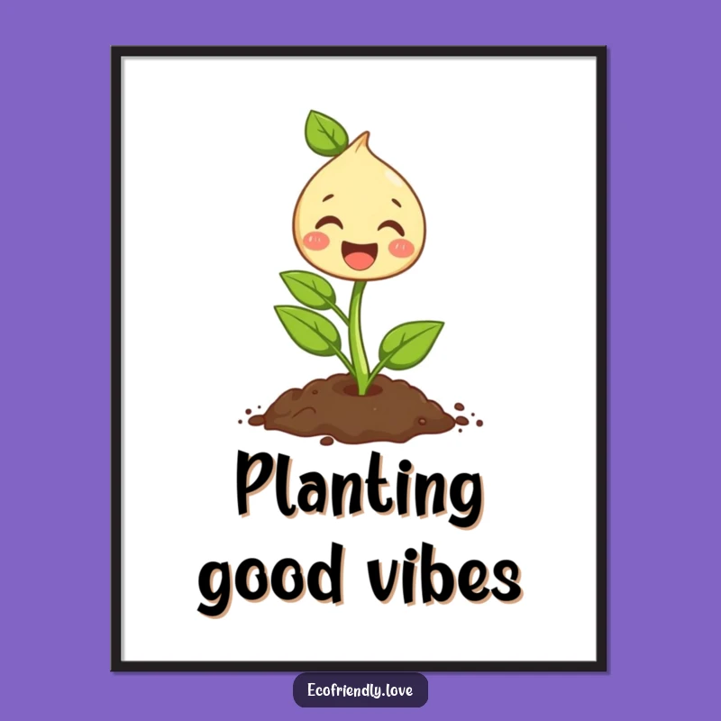 Funny Sprout Poster: Joyful Gardener Art, Whimsical Decor, Great Funny Gift
