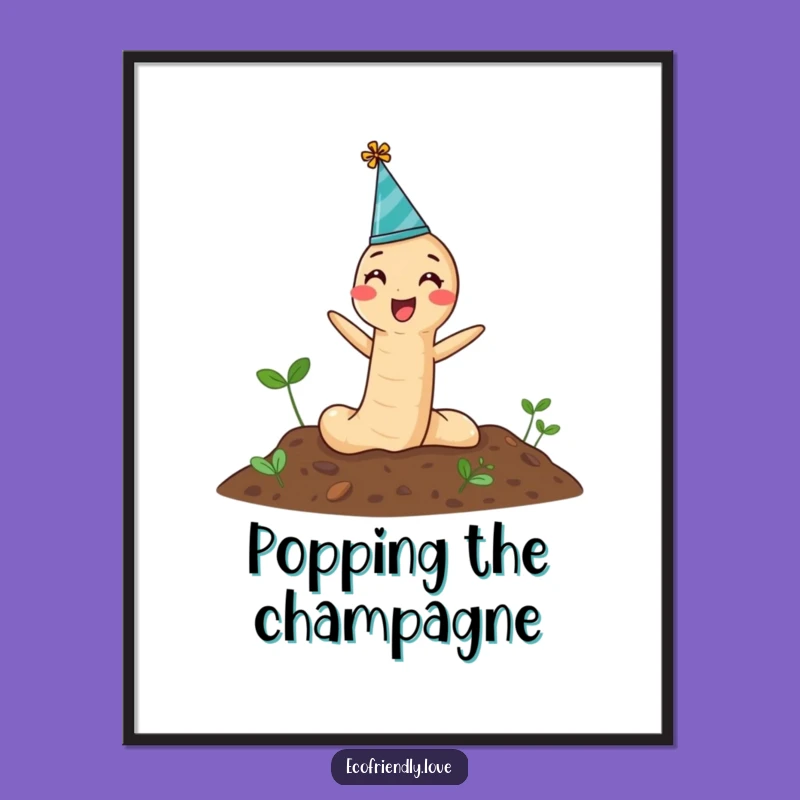Funny Earthworm Party Poster: Decorate with Cheerful, Hilarious Vibes