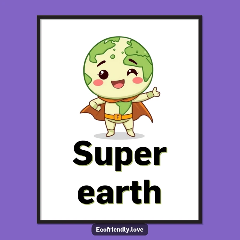 Funny Earth Superhero Poster: Motivational Eco-Art with Hilarious Flair