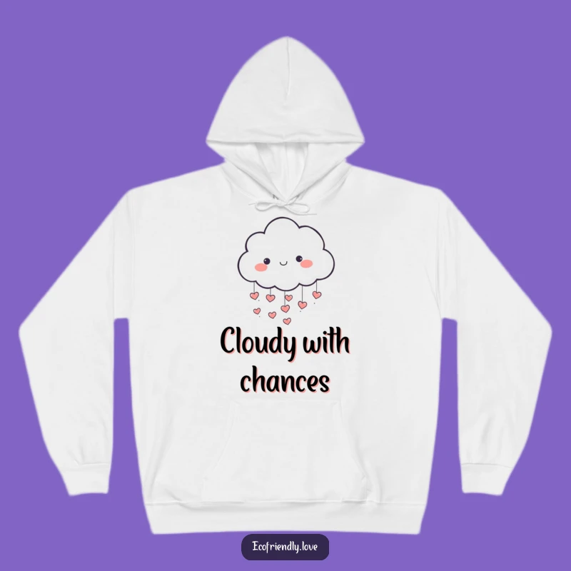 Funny Cloud Hoodie: Playful Character Raining Hearts, Cozy & Loving Gift