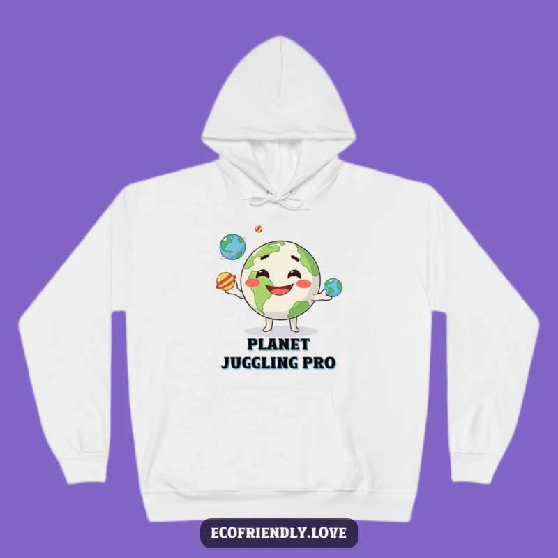 Cozy Funny Kawaii Earth Juggling Hoodie - Stellar Comfort Gift