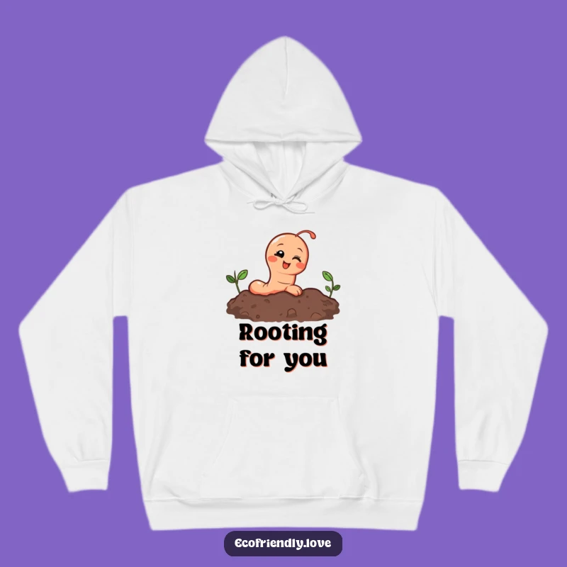 Funny Earthworm Hoodie: Giggling Character Peeking from Soil, Cozy Garden Gift
