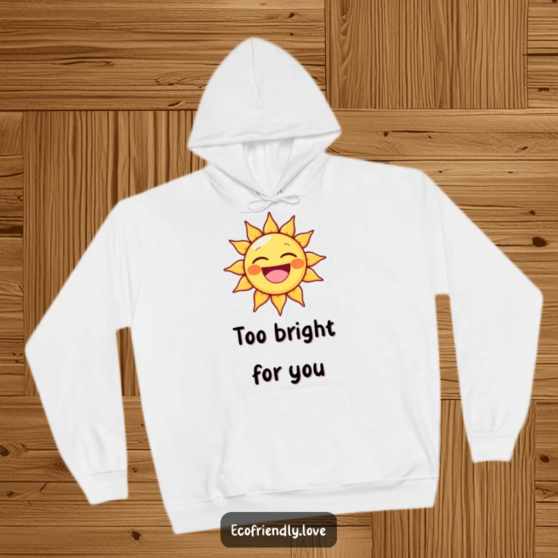 Funny hoodie with a delighted sun character, its face beaming with a massive, joyful smile. A perfect cozy and cheerful gift.