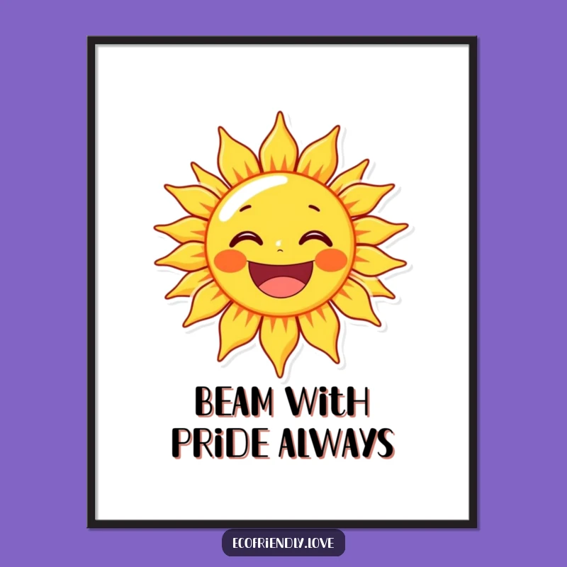 Free Printable Wall Art: Beaming Sun - Funny Kawaii Downloadable Art
