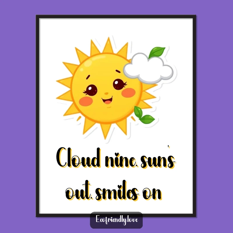 Funny Sun & Cloud Art Free Printable - Cheerful Downloadable Wall Decor Gift!