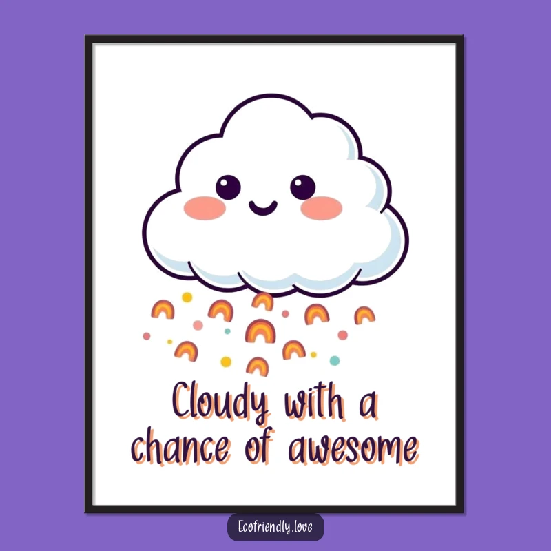 Free Printable Wall Art: Funny Rainbow Cloud Downpour, Whimsical Downloadable Art for Home Decor
