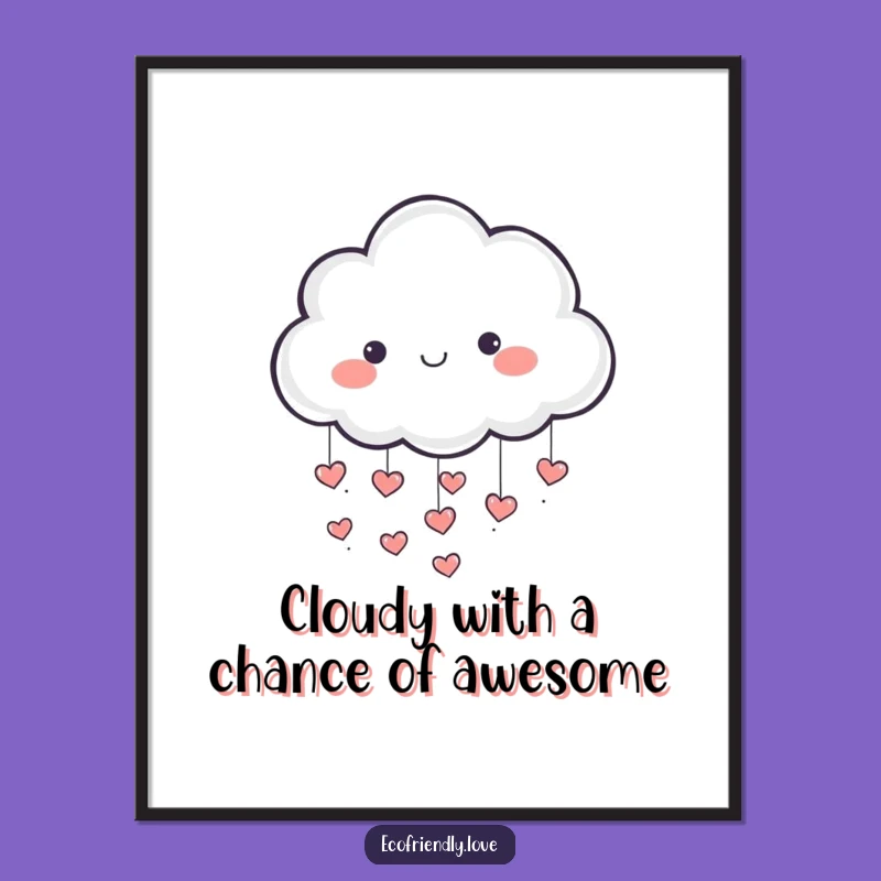 Free Printable Wall Art: Cloud Raining Hearts Funny Downloadable Art