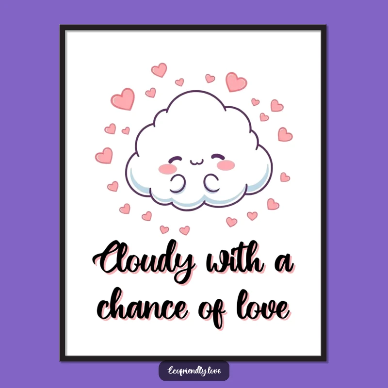 Free Printable Wall Art: Heart Rain Cloud, Downloadable Whimsical Art for Cozy Spaces