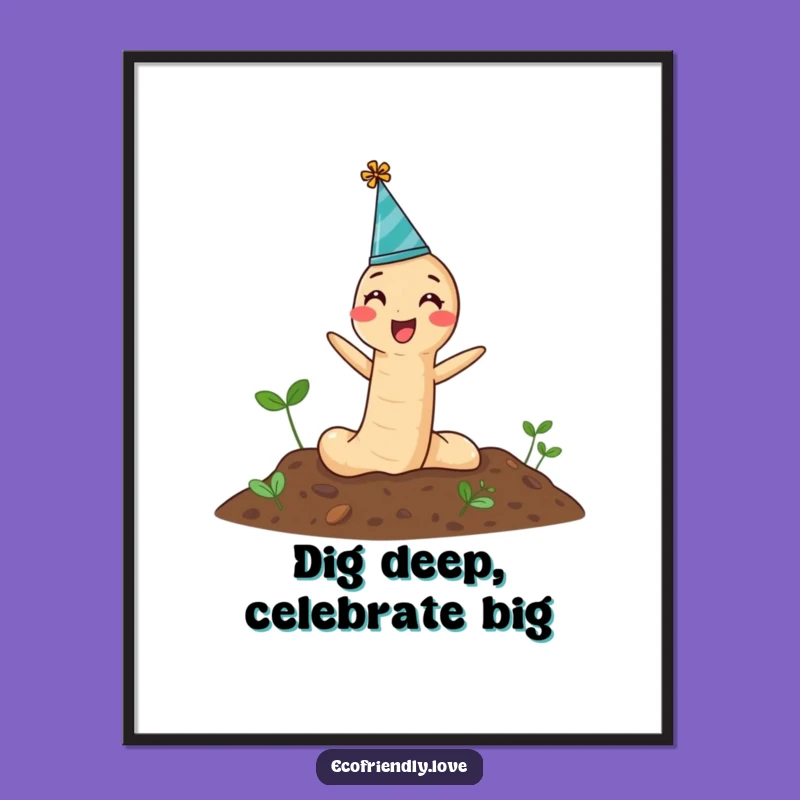 Free Printable Earthworm Wall Art: Humorous Party Worm for Quirky Home Decor