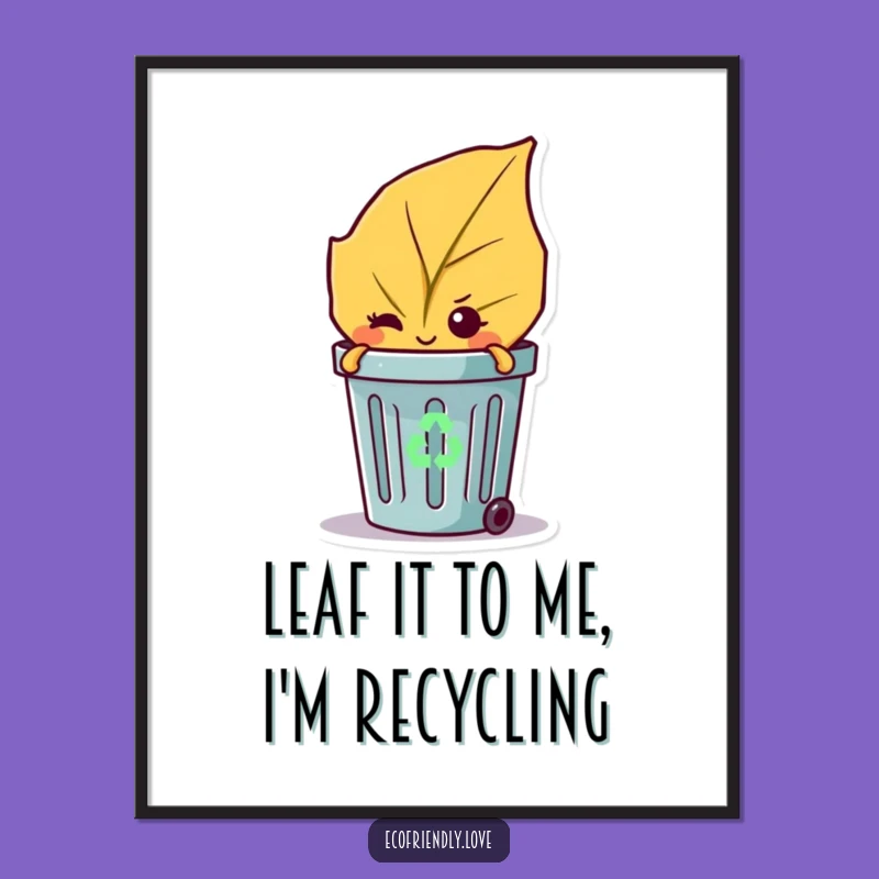 Free Printable Leaf Wall Art: Winking Character, Eco-Chic Decor, Funny Downloadable