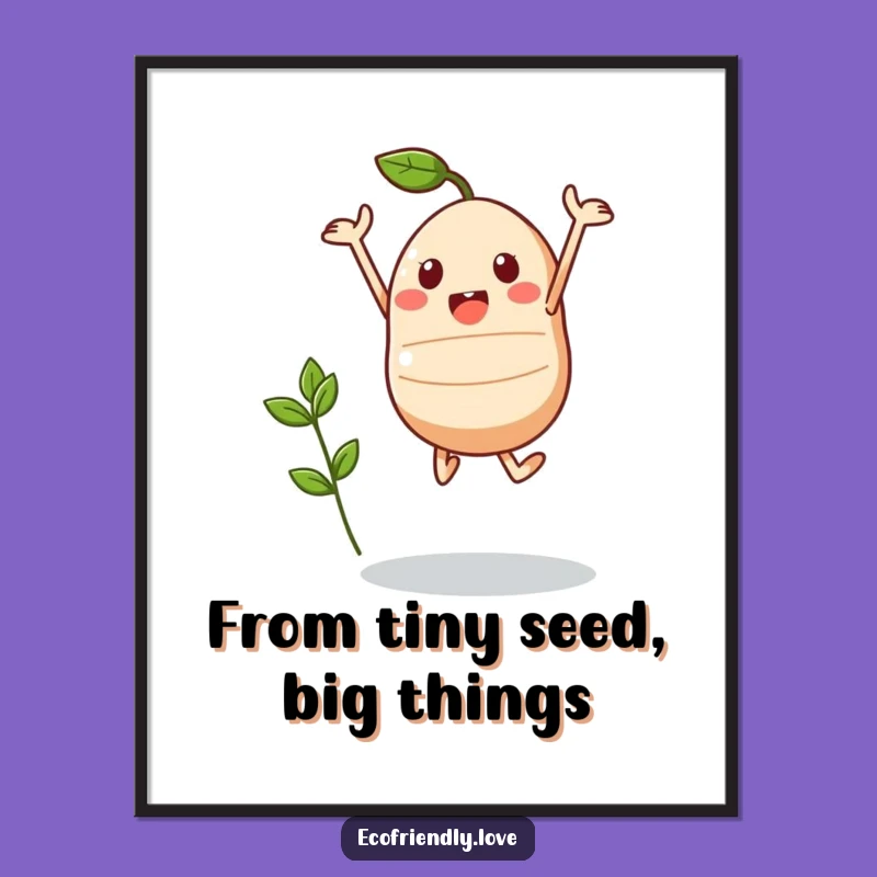 Free Printable Seedling Wall Art: Funny Kawaii Jump for Inspiring, Downloadable Home Decor