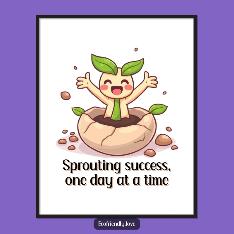 Free Printable Sprout Wall Art: Surprise Burst, Happy Character, Funny Downloadable Decor