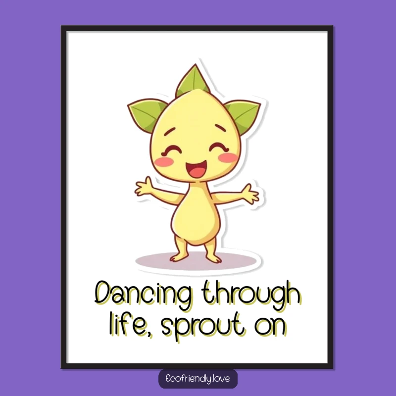 Free Printable Wall Art: Dancing Sprout, Cheerful Downloadable Design for a Happy Home!
