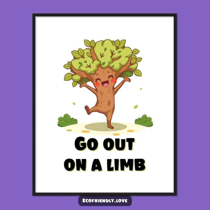 Free Printable Wall Art: Dancing Tree - Funny Kawaii Downloadable Art